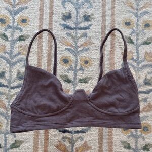 Joah Brown Ribbed Structured Tank Bra XS/S